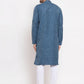 Jompers Men Blue Self Design Kurta with Pyjamas | Swadesiicart