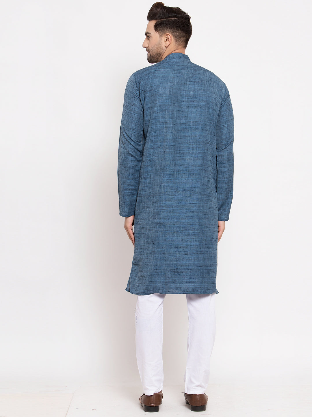 Jompers Men Blue Self Design Kurta with Pyjamas | Swadesiicart