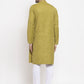 Jompers Men Green Self Design Kurta with Pyjamas | Swadesiicart