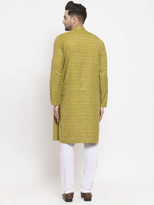 Jompers Men Green Self Design Kurta with Pyjamas | Swadesiicart