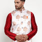 Jompers Men's White Printed Nehru Jacket | Swadesiicart