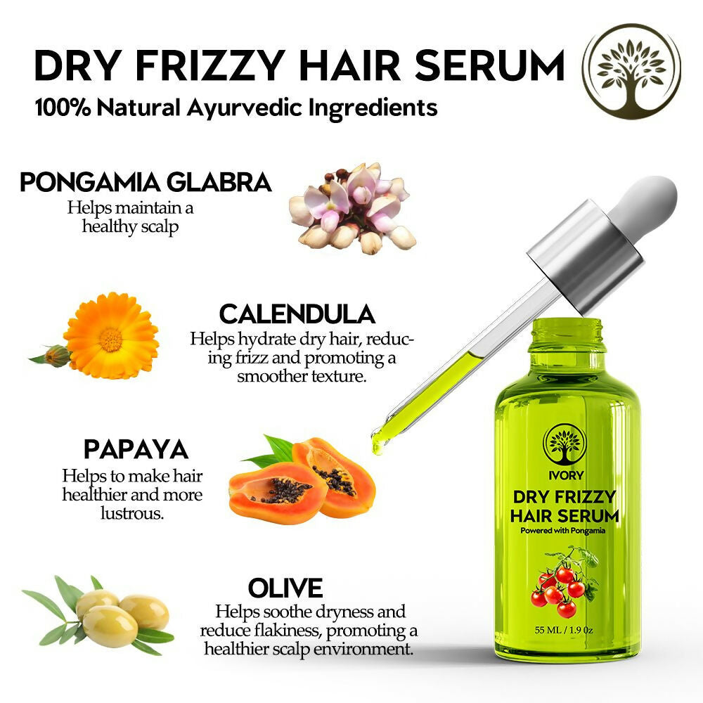 Ivory Natural Dry Frizzy Hair Serum Moisturizes Dry Strands, Detangles Hair | Swadesiicart