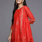 Ahalyaa Womens Red Colour Chanderi Printed Tunic | Swadesiicart