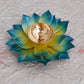 CraftVatika Blue Lotus Hand Painted Diya Metal | Swadesiicart