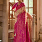 Vishnu Weaves Women's Cream Banarasi Silk Kalamkari Zari Woven Saree with Blouse - Swadesiicart
