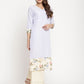 Ahalyaa Women's Powder Blue Crepe Kurta Palazzo Set With Dupatta | Swadesiicart