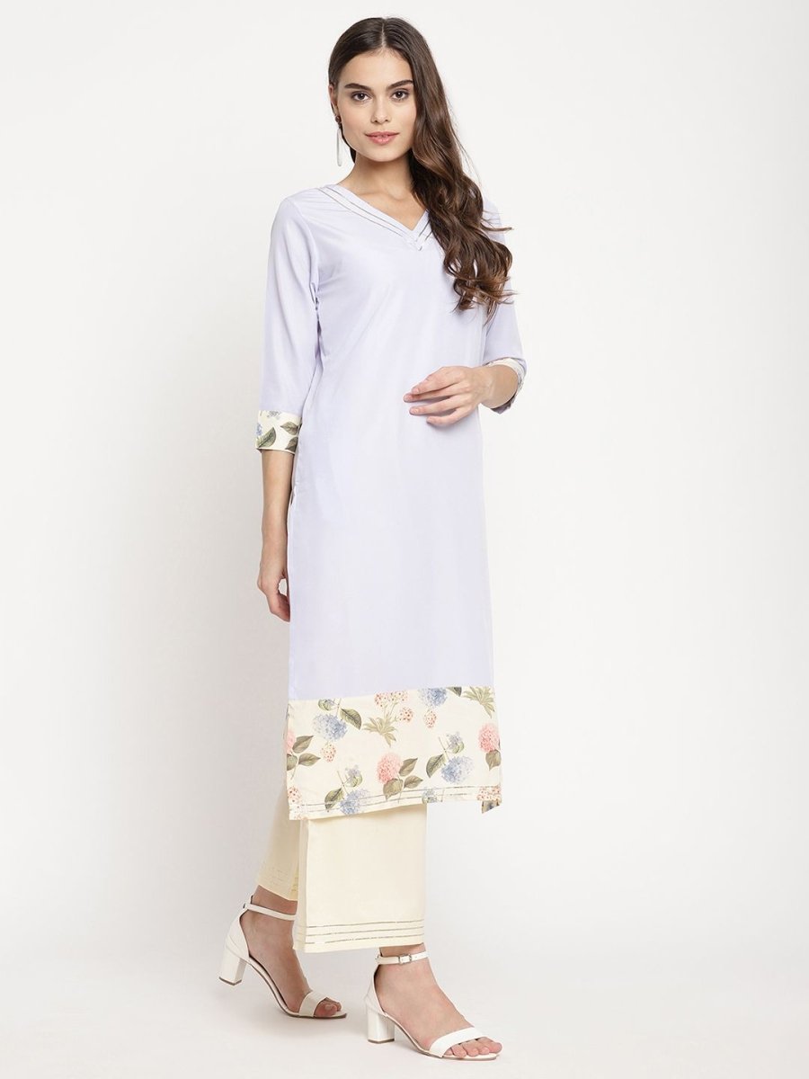 Ahalyaa Women's Powder Blue Crepe Kurta Palazzo Set With Dupatta | Swadesiicart
