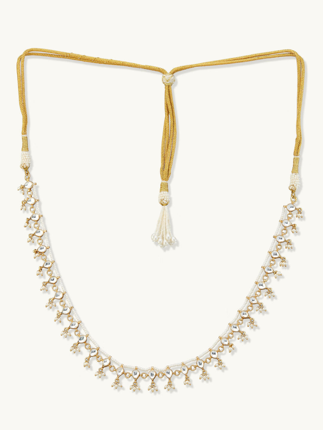 Nuyug 22K Gold-Plated Pearl Drops Matha Patti cum Necklace | Swadesiicart