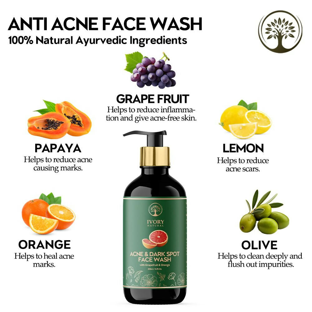 Ivory Natural Acne & Dark Spot Face Wash For Moisturize, Replenish, And Promote Skin Clarity | Swadesiicart