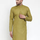 Jompers Men Olive Green & White Solid Kurta Only | Swadesiicart