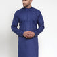 Jompers Men Royal-Blue & White Solid Kurta Only | Swadesiicart