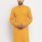 Jompers Men Yellow & White Cotton Printed Kurta Only | Swadesiicart