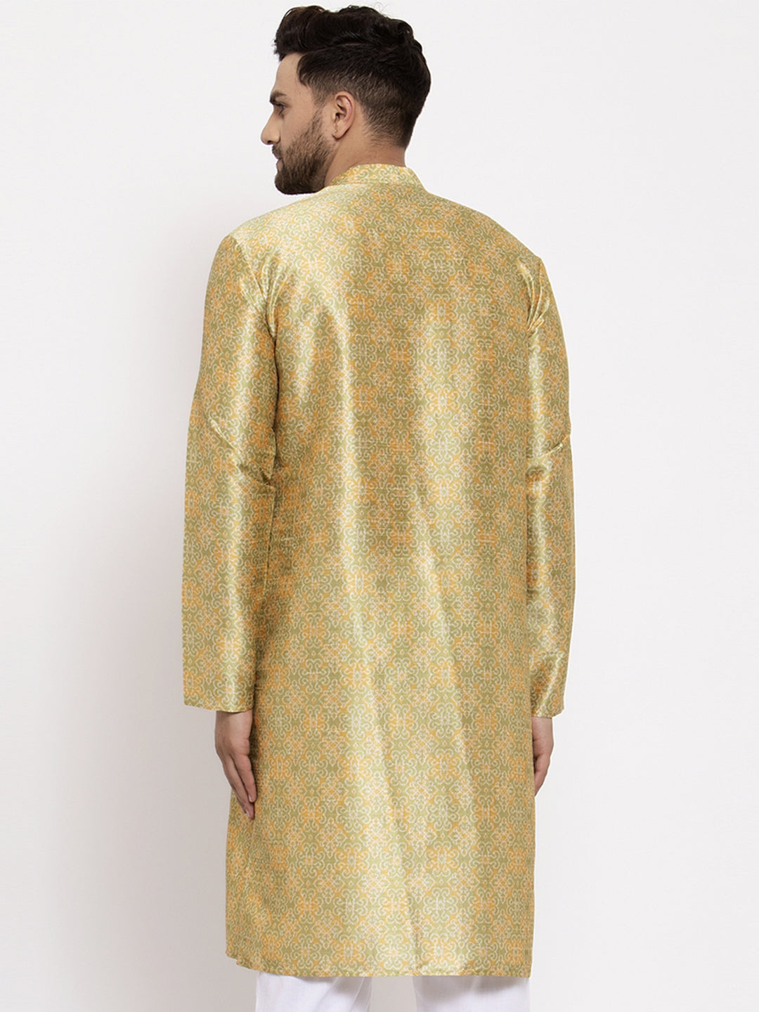 Jompers Men Green & Gold-Toned Printed Kurta onlly | Swadesiicart