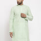 Jompers Men Mint Green Embroidered Kurta Only | Swadesiicart