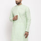 Jompers Men Mint Green Embroidered Kurta Only | Swadesiicart