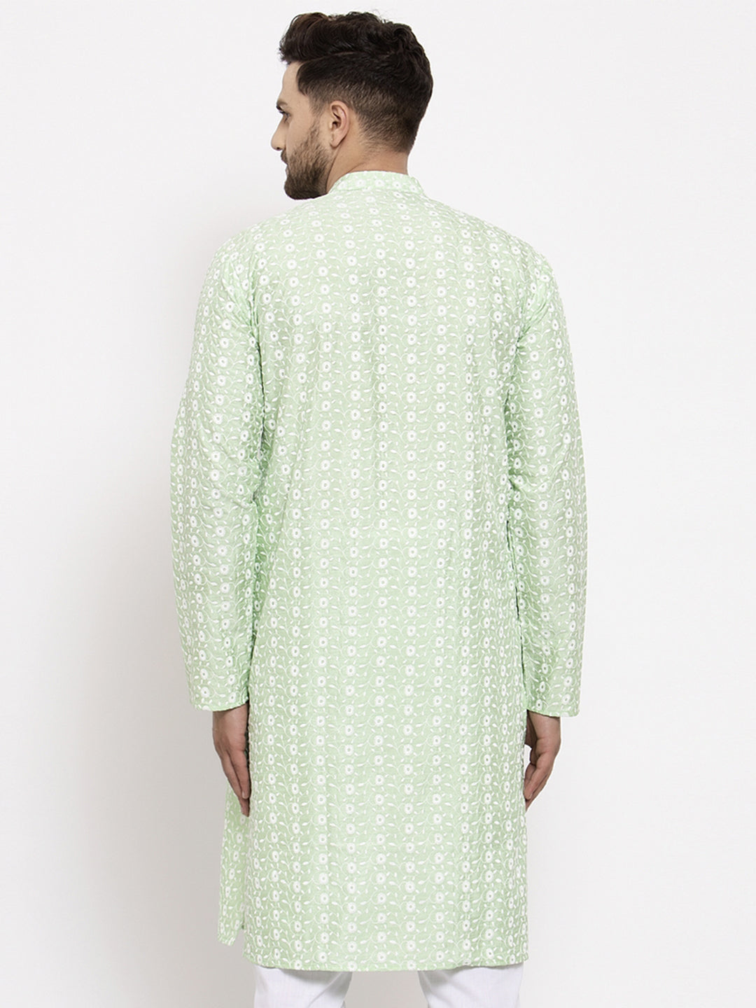 Jompers Men Mint Green Embroidered Kurta Only | Swadesiicart
