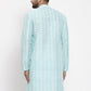 Jompers Men Turquoise Blue Embroidered Kurta Only | Swadesiicart