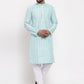 Jompers Men Turquoise Blue Embroidered Kurta Only | Swadesiicart