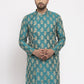 Jompers Men Green Jacquard Kurta Only | Swadesiicart