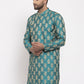 Jompers Men Green Jacquard Kurta Only | Swadesiicart