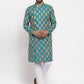 Jompers Men Green Jacquard Kurta Only | Swadesiicart