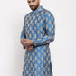 Jompers Men Blue Jacquard Kurta Only | Swadesiicart
