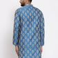 Jompers Men Blue Jacquard Kurta Only | Swadesiicart