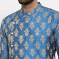 Jompers Men Blue Jacquard Kurta Only | Swadesiicart
