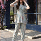 Sky Blue Rayon Paisley & Floral Printed Top with Matching Bottom - Eesha - Swadesiicart