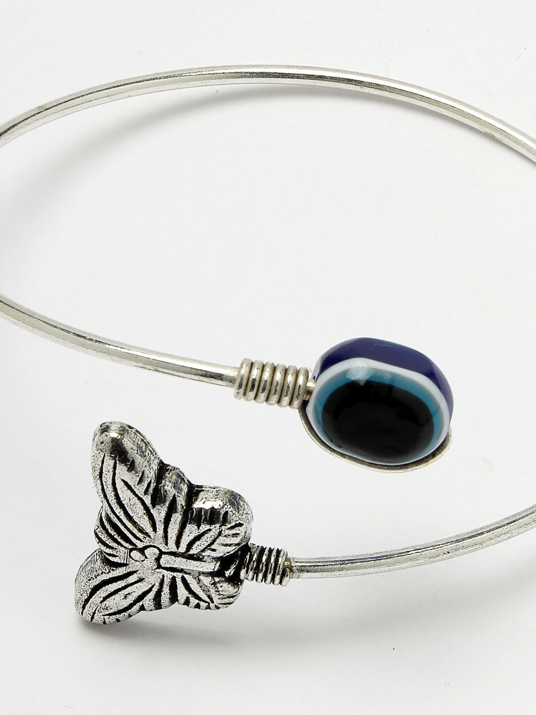 NVR Women Oxidised Rhodium-Plated Evil Eye Kada Bracelet - Swadesiicart
