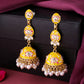 NVR Women Gold-Polished Yellow Jhumkas Earrings | Swadesiicart