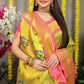 Jyoti Fashion Women's Green Banarasi Silk Zari Woven Saree with Blouse | Swadesiicart