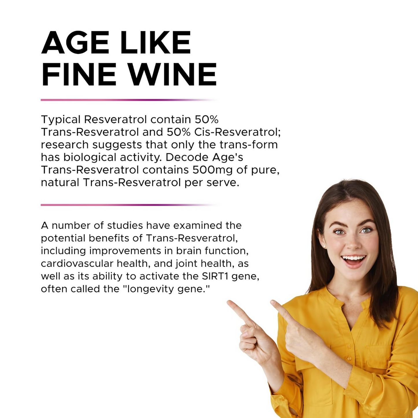 Decode Age 99.5% Pure Trans Resveratrol 250mg Supplement Capsules | Swadesiicart
