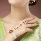 NVR Women's Red Gold-Polished Stone Studded Handcrafted Ring Bracelet - Swadesiicart