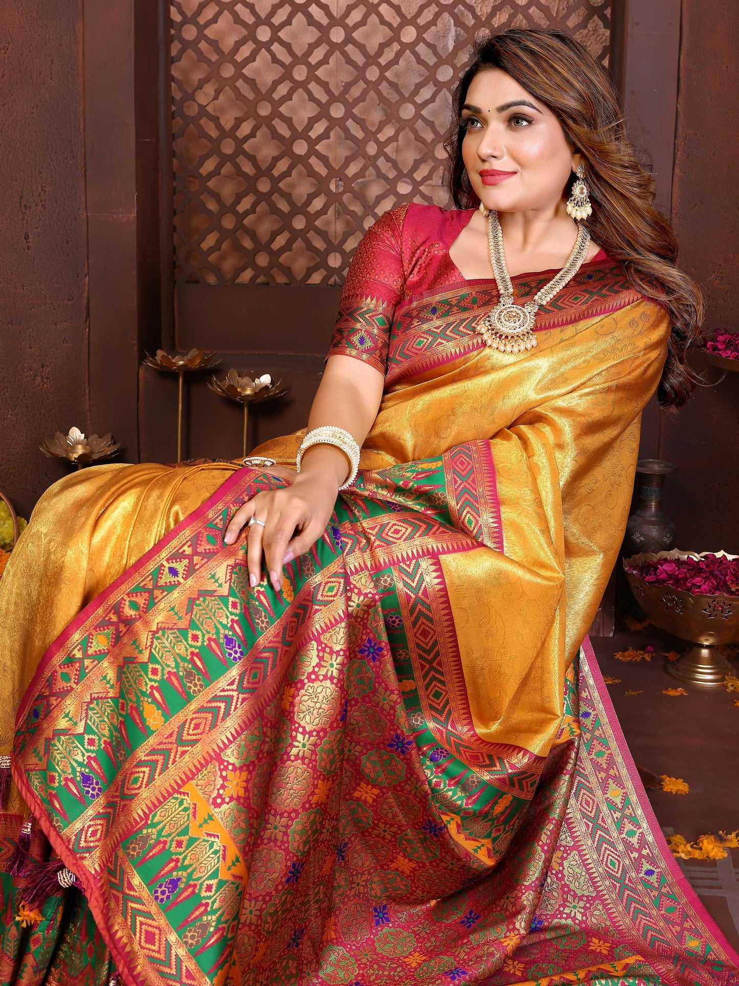 Aastha Fashion Gold Tissue Silk Weaving Saree