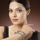 NVR Women's Set of 2 Silver-Toned Oxidized Square Shaped Bangles - Swadesiicart