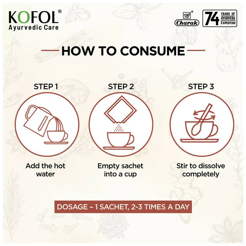 Charak Pharma Kofol Ayurvedic Sip Instant Kadha Sachet - Swadesiicart