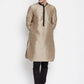Even Apparels Beige Art Silk Men's Kurta With Contrast Collar And Placket | Swadesiicart