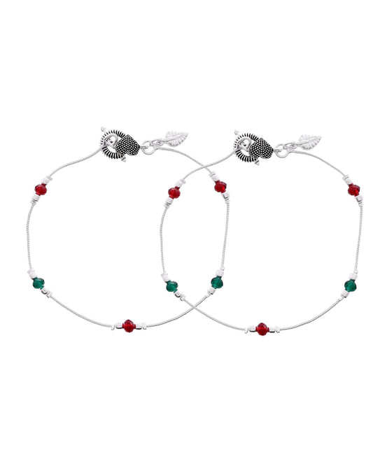 Jewels Nest Elegant Sterling Silver Designer Anklet – Adjustable & Trendy | Swadesiicart