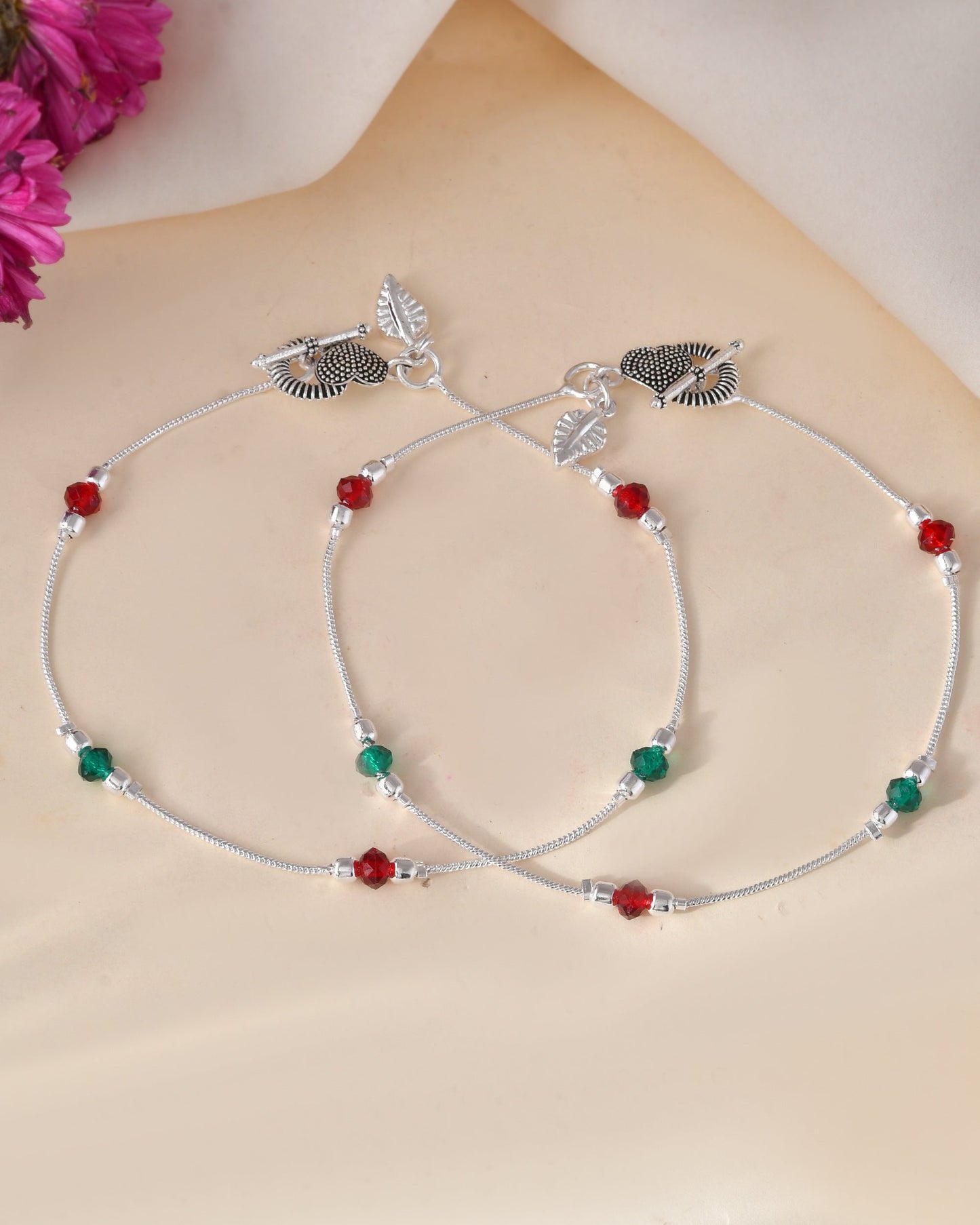 Jewels Nest Elegant Sterling Silver Designer Anklet – Adjustable & Trendy | Swadesiicart