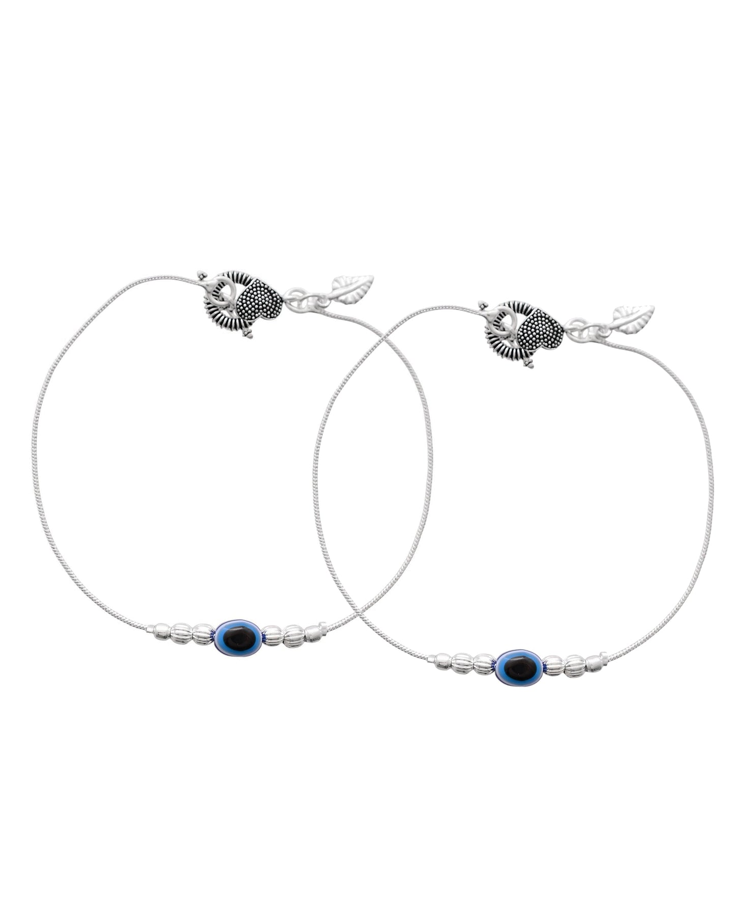 Jewels Nest Oxidized Silver Heart Charm Anklet – Boho & Traditional | Swadesiicart