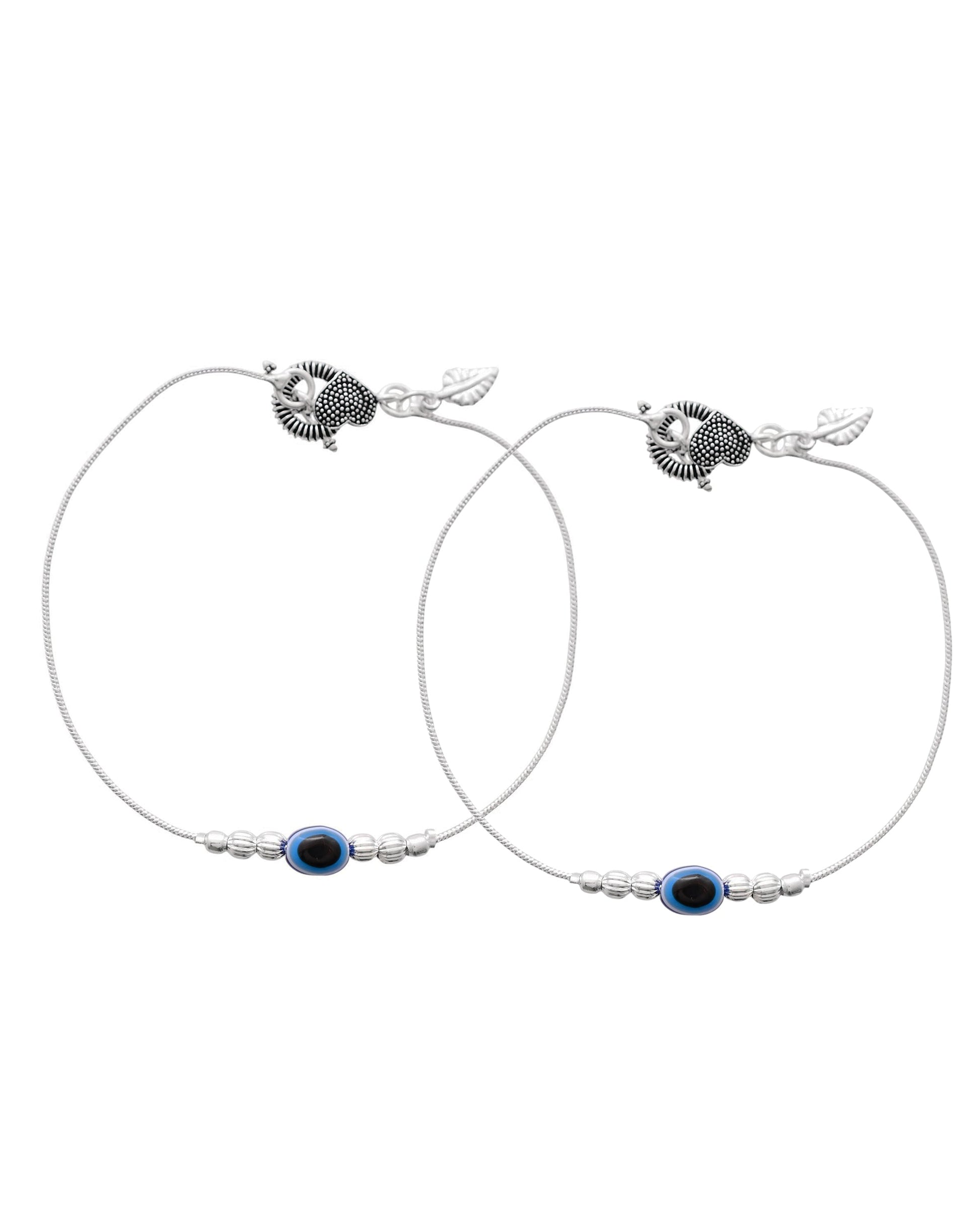 Jewels Nest Oxidized Silver Heart Charm Anklet – Boho & Traditional | Swadesiicart