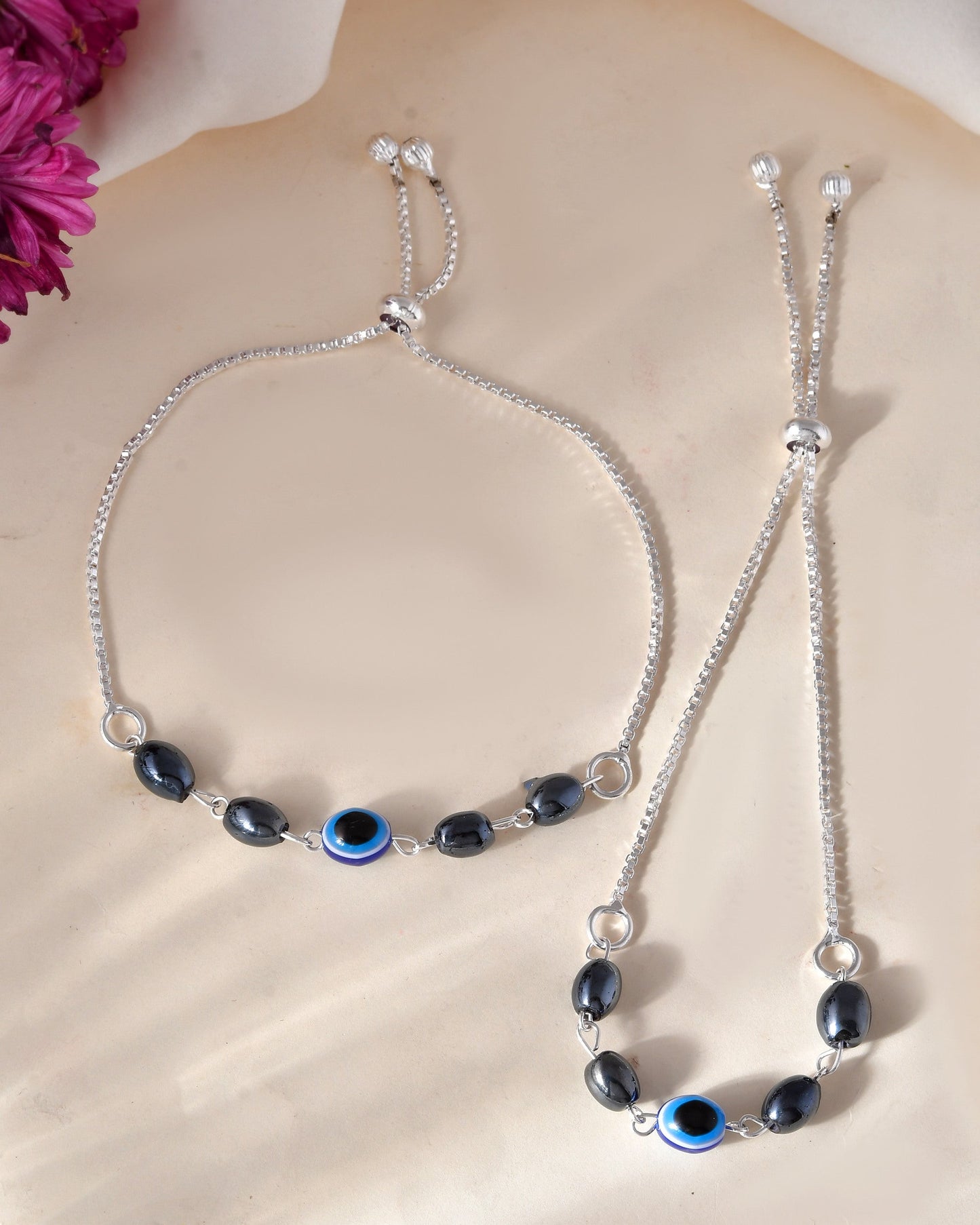 Jewels Nest Stylish Oxidized Silver & Blue Beaded Anklet – Elegant & Trendy | Swadesiicart