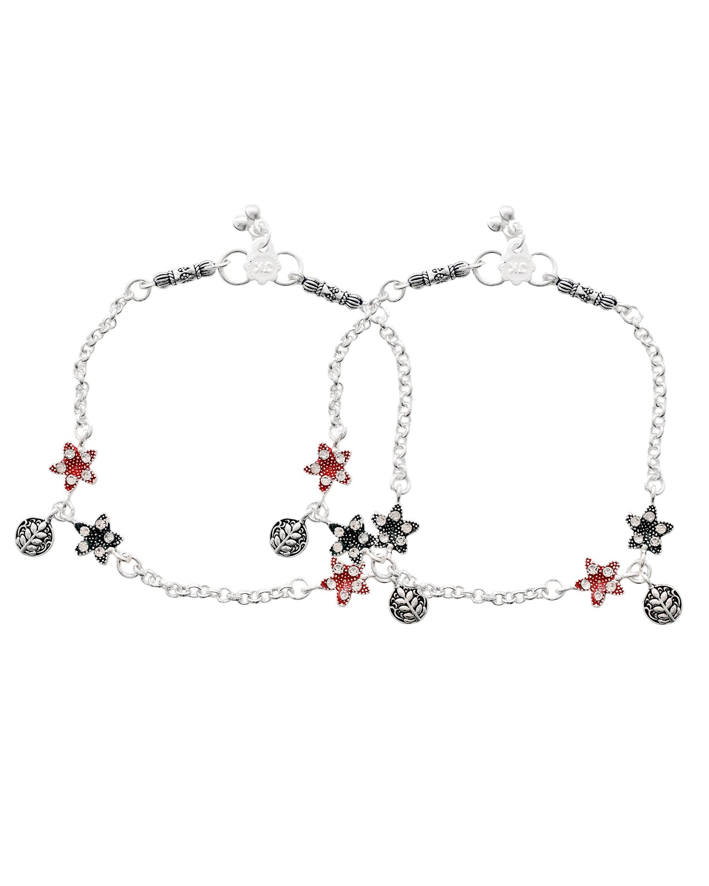 Jewels Nest Elegant Silver-Plated Star Charm Chain Anklet | Swadesiicart
