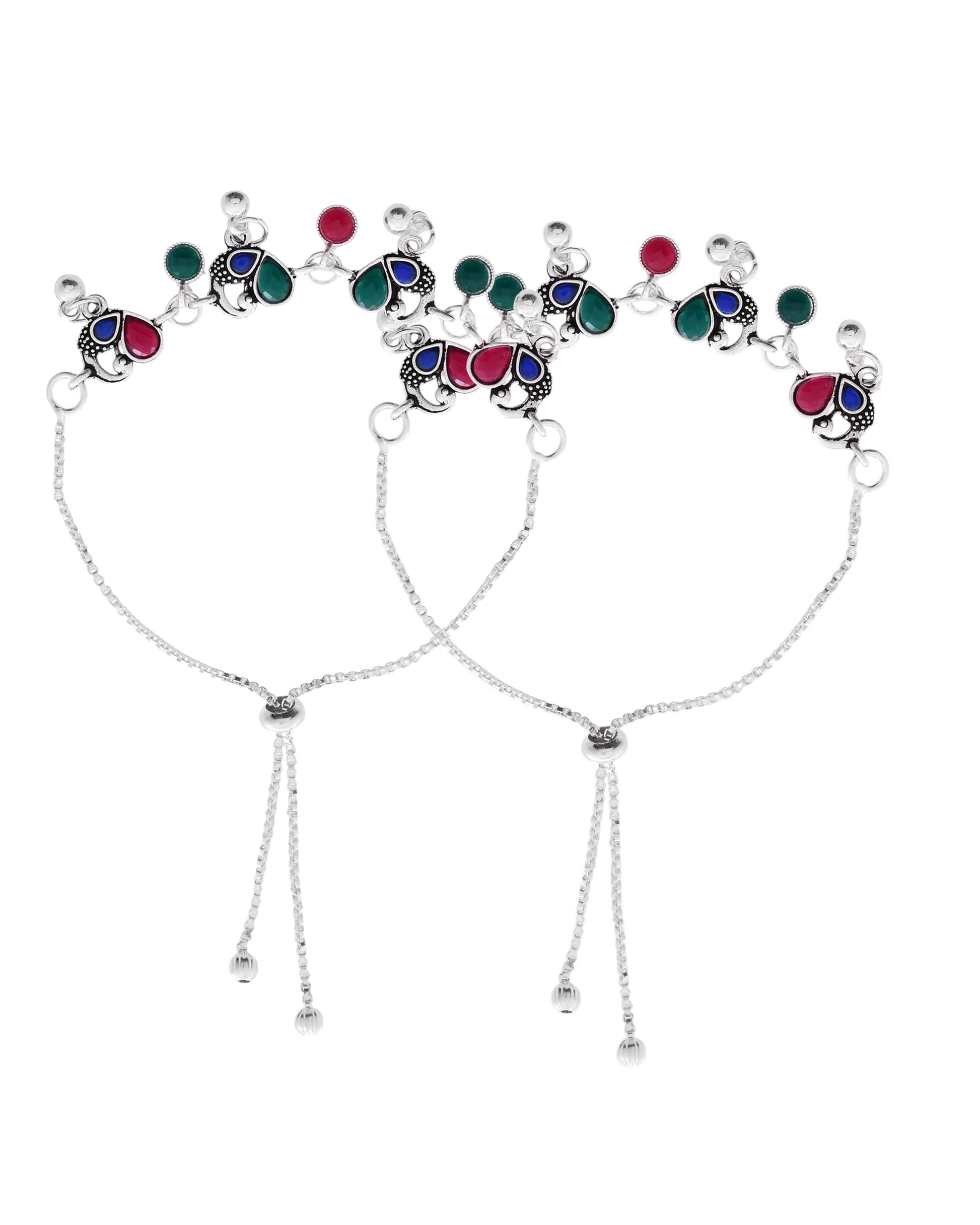 Jewels Nest Stylish Silver-Plated Designer Anklet | Swadesiicart