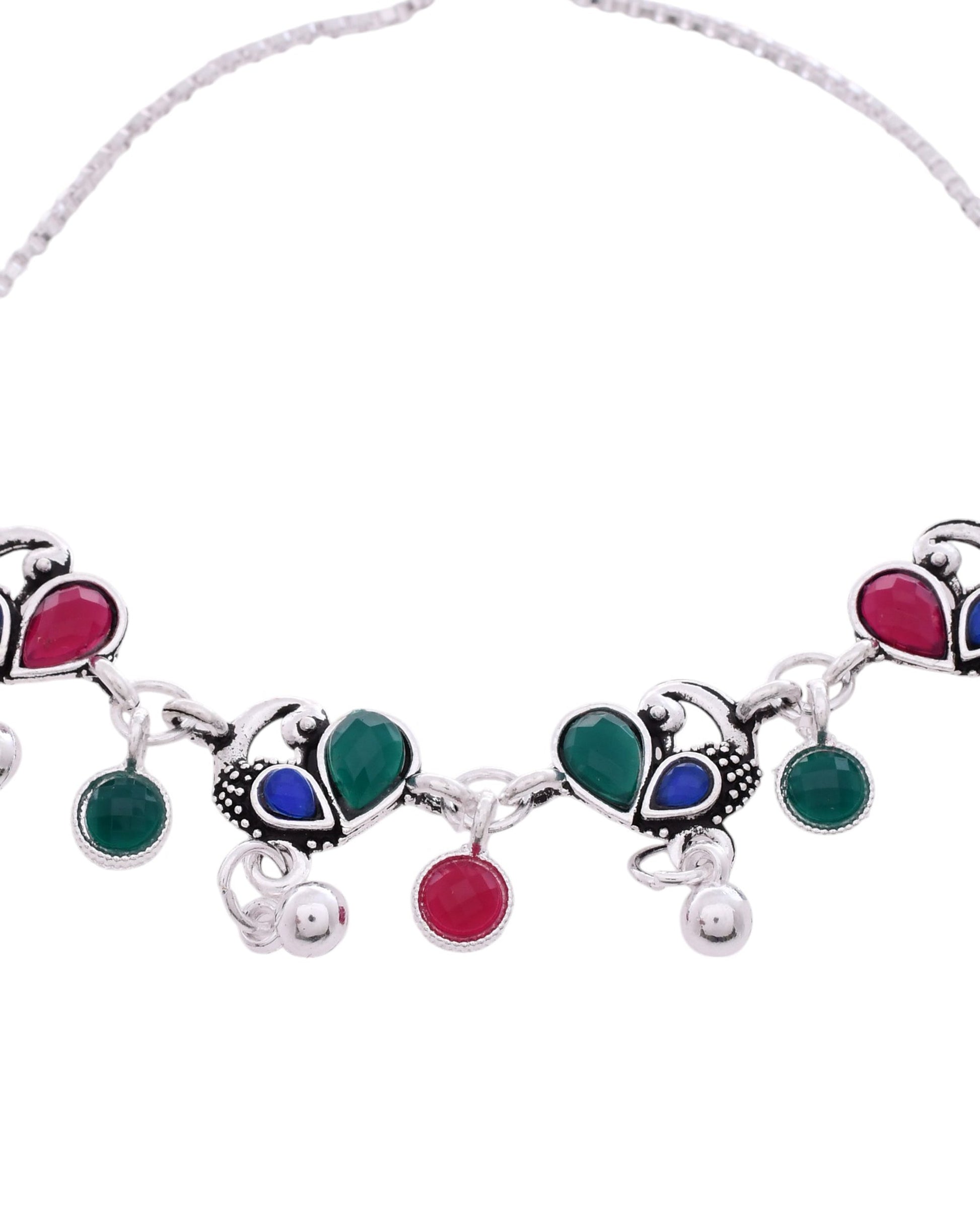 Jewels Nest Stylish Silver-Plated Designer Anklet | Swadesiicart