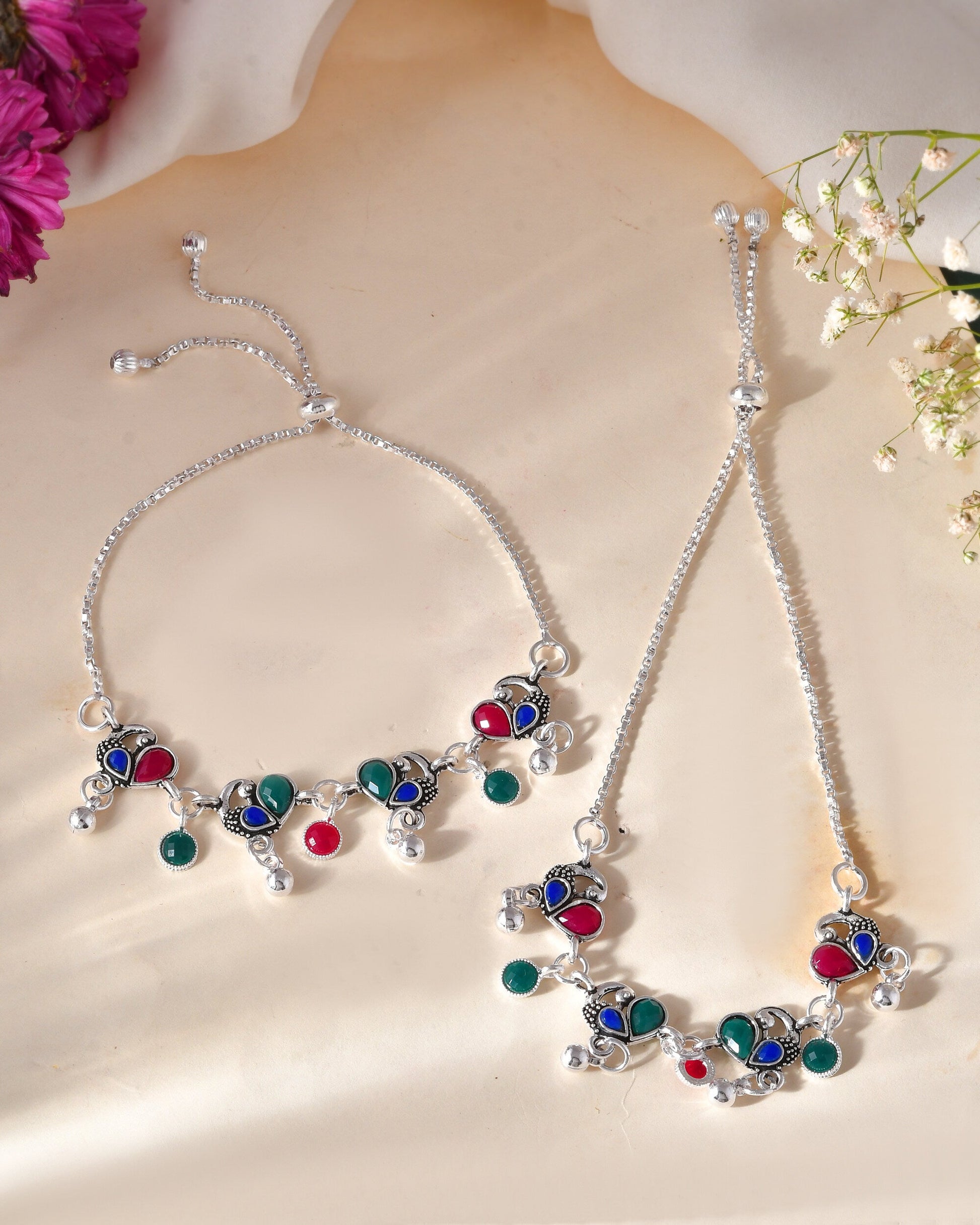 Jewels Nest Stylish Silver-Plated Designer Anklet | Swadesiicart