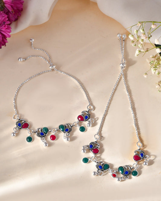 Jewels Nest Stylish Silver-Plated Designer Anklet | Swadesiicart