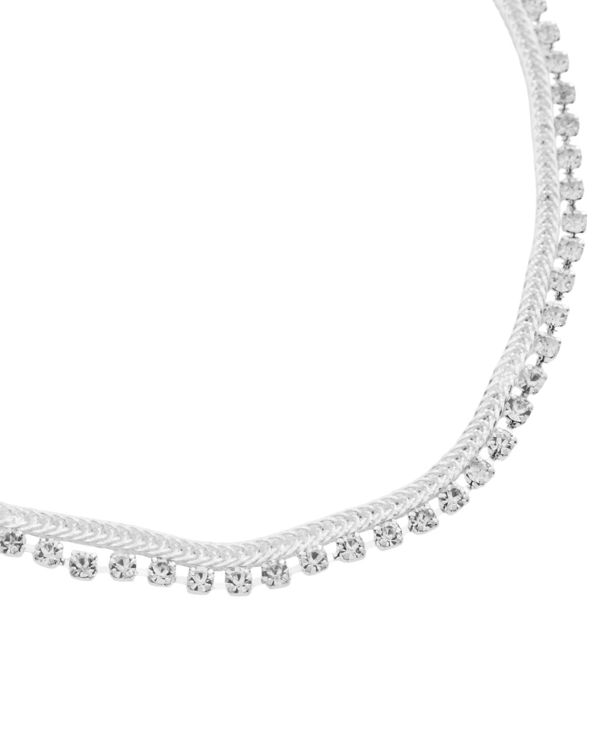 Jewels Nest Elegant Silver-Plated Rhinestone Anklet | Swadesiicart