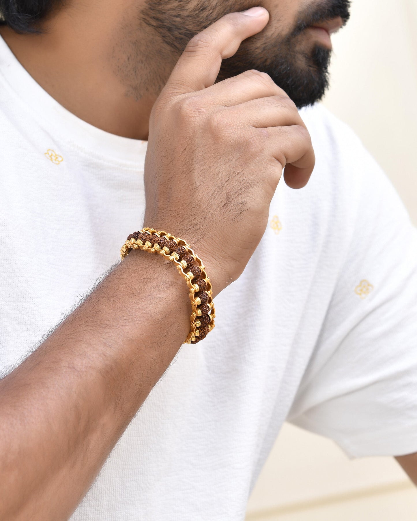 Jewels Nest Elegant Gold-Polished Rudraksha Bracelet - Swadesiicart